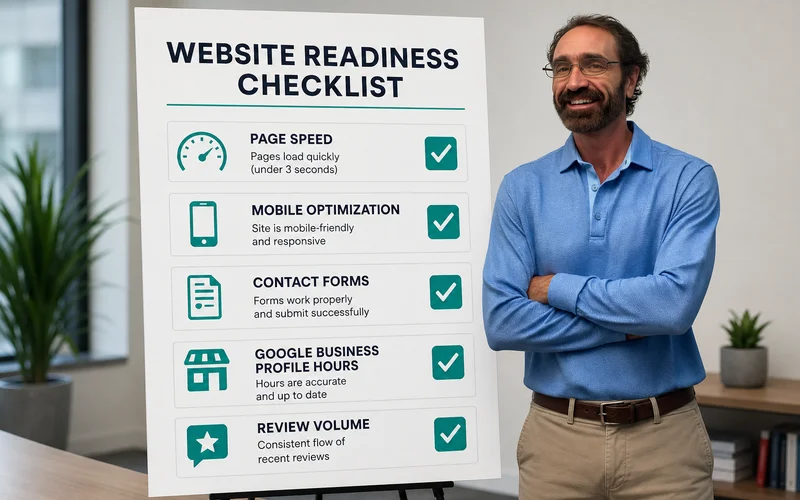 Summer 2026 small business website readiness checklist infographic
