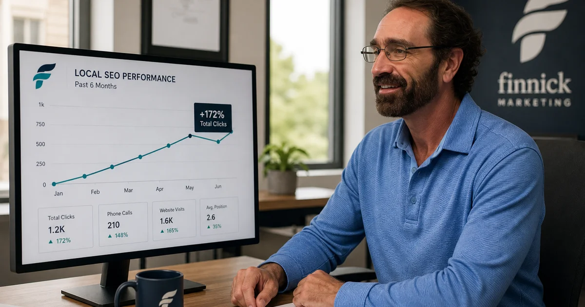 Local SEO performance chart showing upward trend over six months