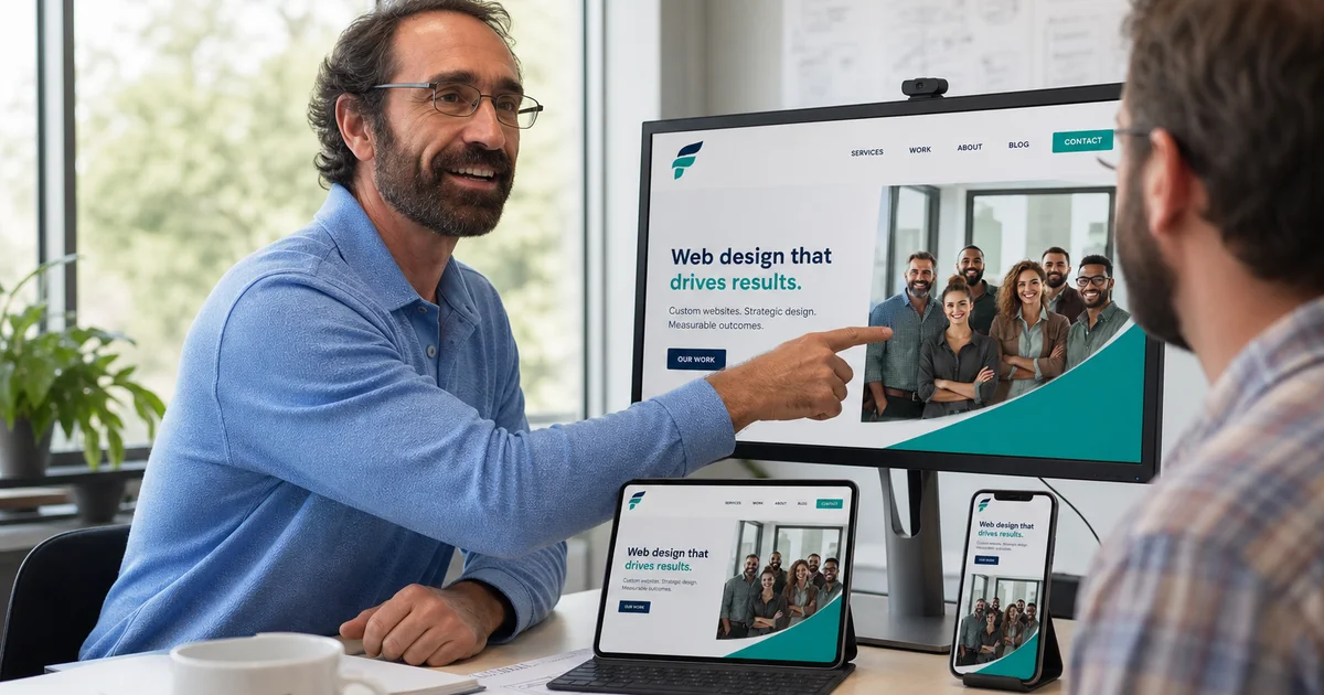 Web design studio showing modern small business website mockups